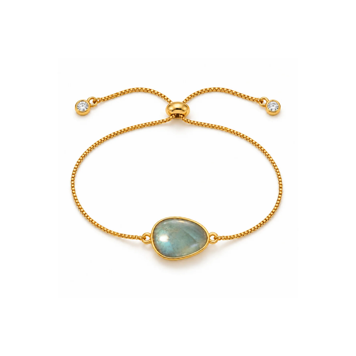 Labradorit Armband aus vergoldetem Messing mit Schiebeverschluss