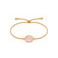 Rosenquarz Armband aus vergoldetem Messing mit Schiebeverschluss
