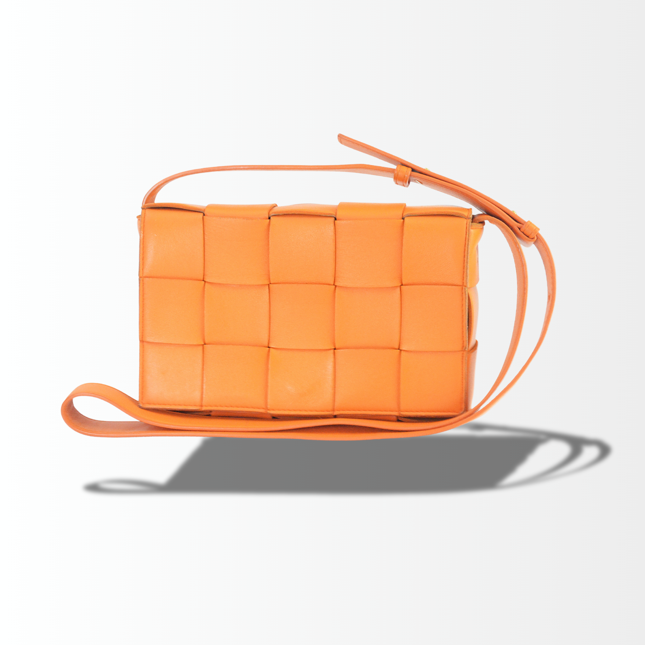 Bottega Veneta Intrecciato Camera Bag Umhängetasche Leder Orange