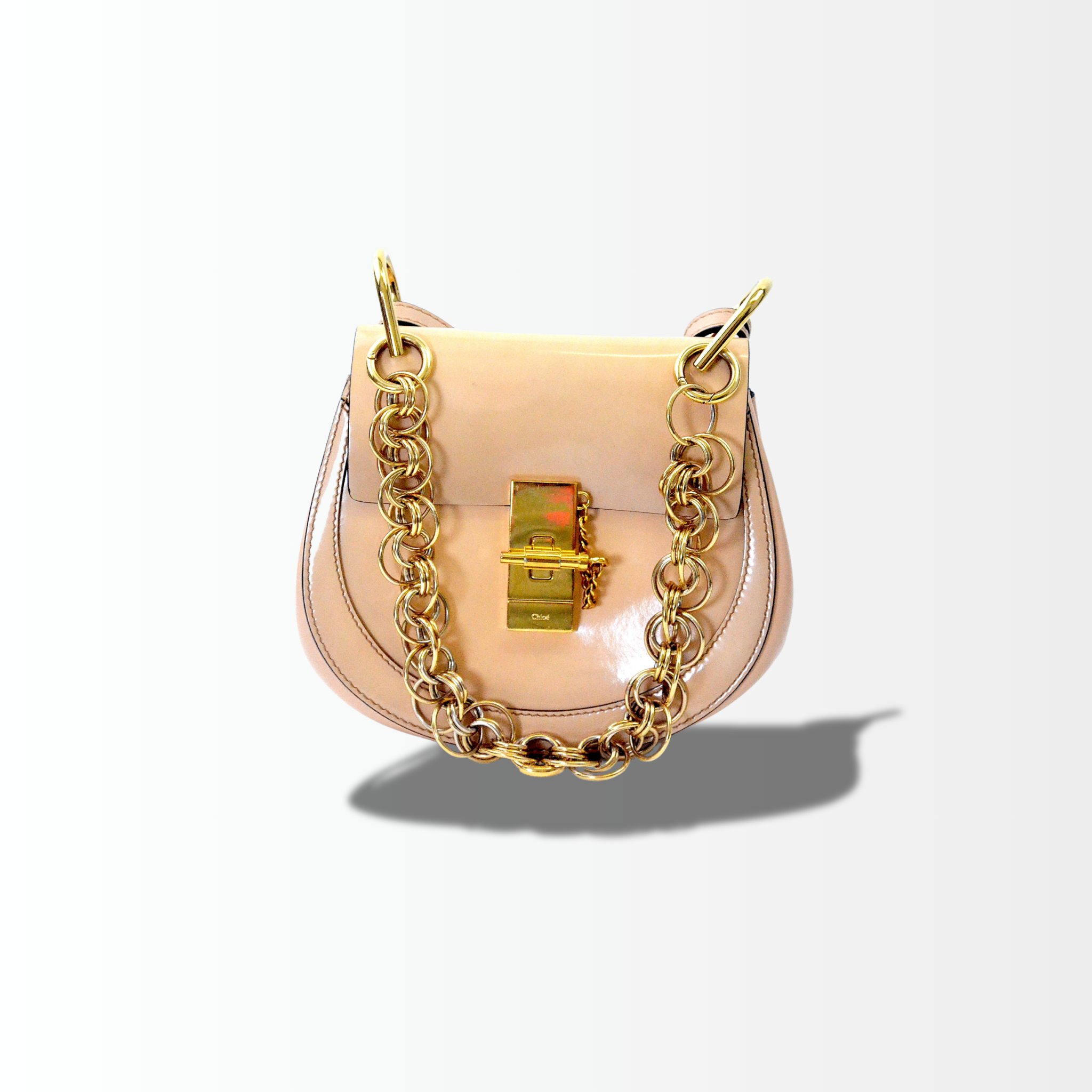 Chloé Drew Bijou Schultertasche Leder Beige