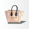 Celine Luggage Tote Bag aus beigem Leder mit schwarzen Henkeln
