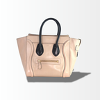 Celine Luggage Tote Bag aus beigem Leder mit schwarzen Henkeln