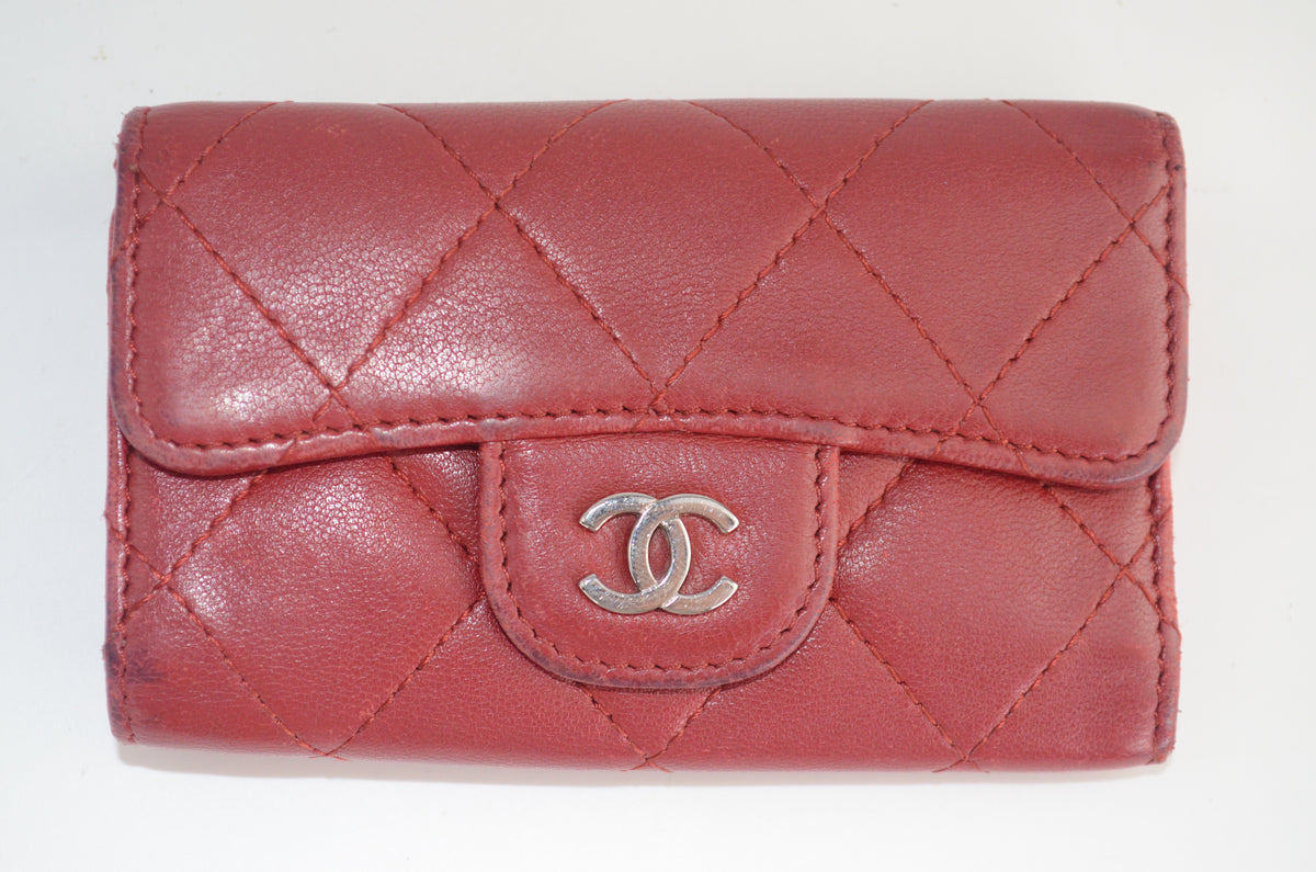 Chanel Quilted 6 Key Schlüsselmäppchen Rot