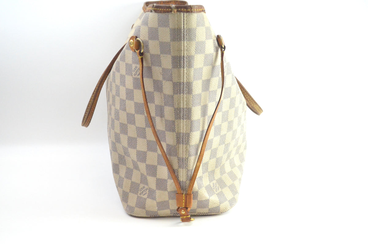 Louis Vuitton Neverfull MM Shopper Damier Azur Canvas Beige