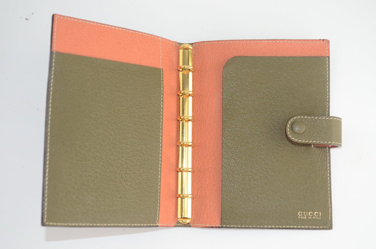 Gucci Agenda Organizer Leder Olivgrün