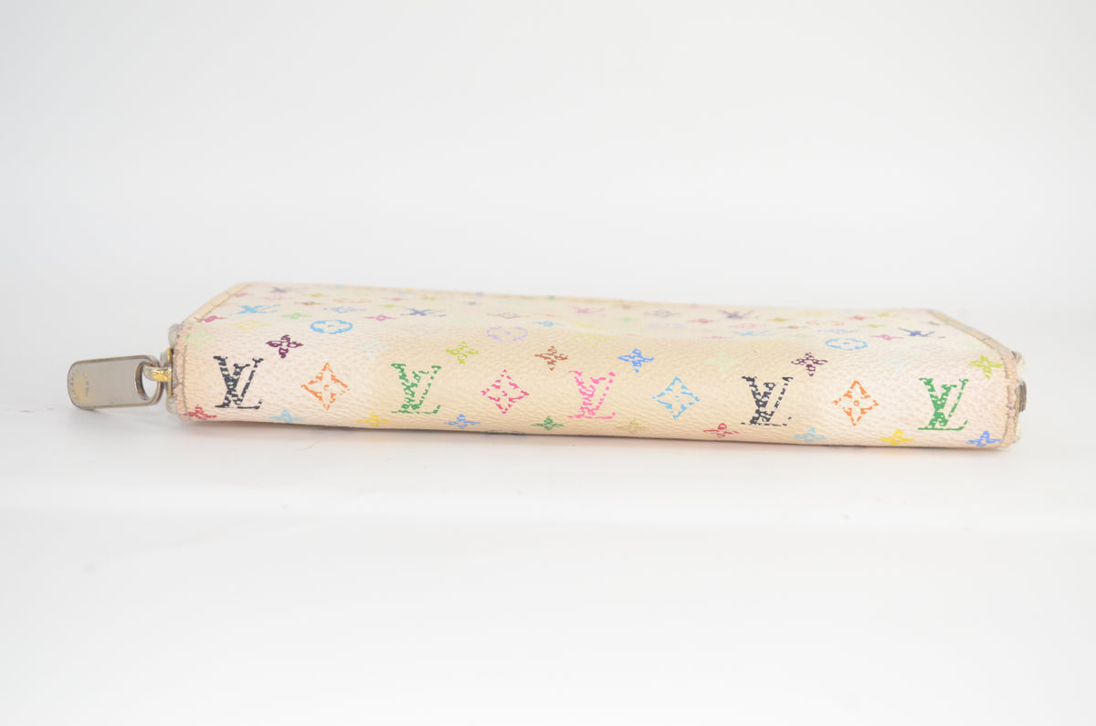 Louis Vuitton Zippy Wallet Monogram Multicolore Blanc Canvas