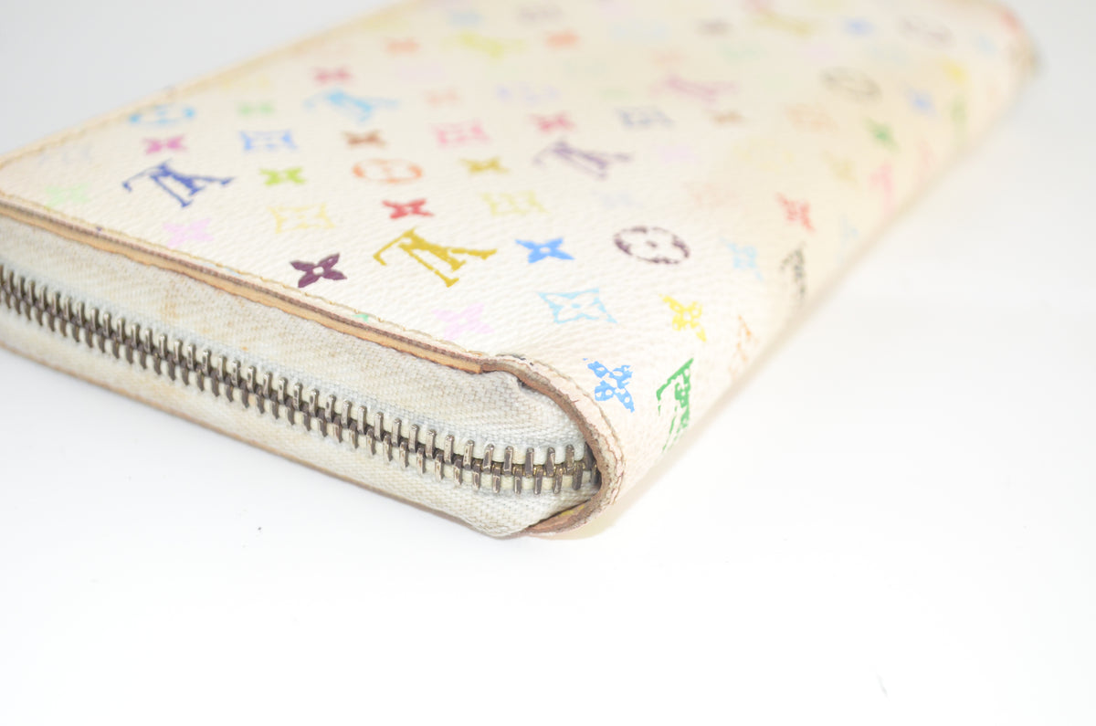 Louis Vuitton Zippy Wallet Monogram Multicolore Blanc Canvas
