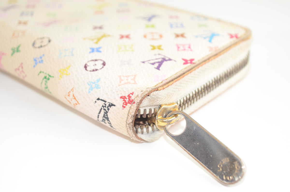 Louis Vuitton Zippy Wallet Monogram Multicolore Blanc Canvas