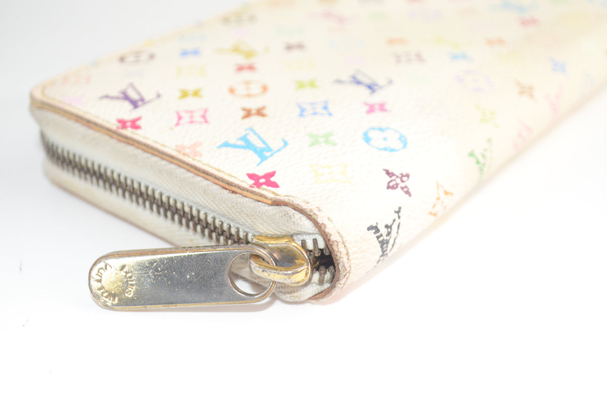 Louis Vuitton Zippy Wallet Monogram Multicolore Blanc Canvas