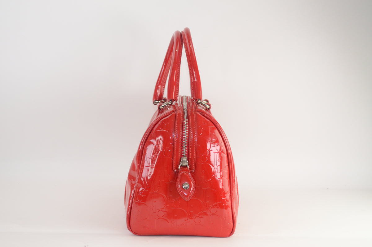 Dior Trotter Boston Bag Lackleder Rot