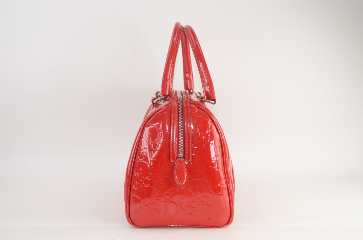 Dior Trotter Boston Bag Lackleder Rot