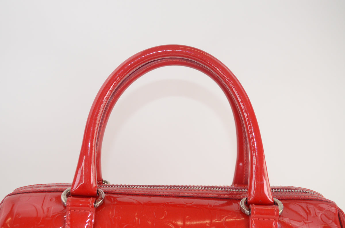 Dior Trotter Boston Bag Lackleder Rot