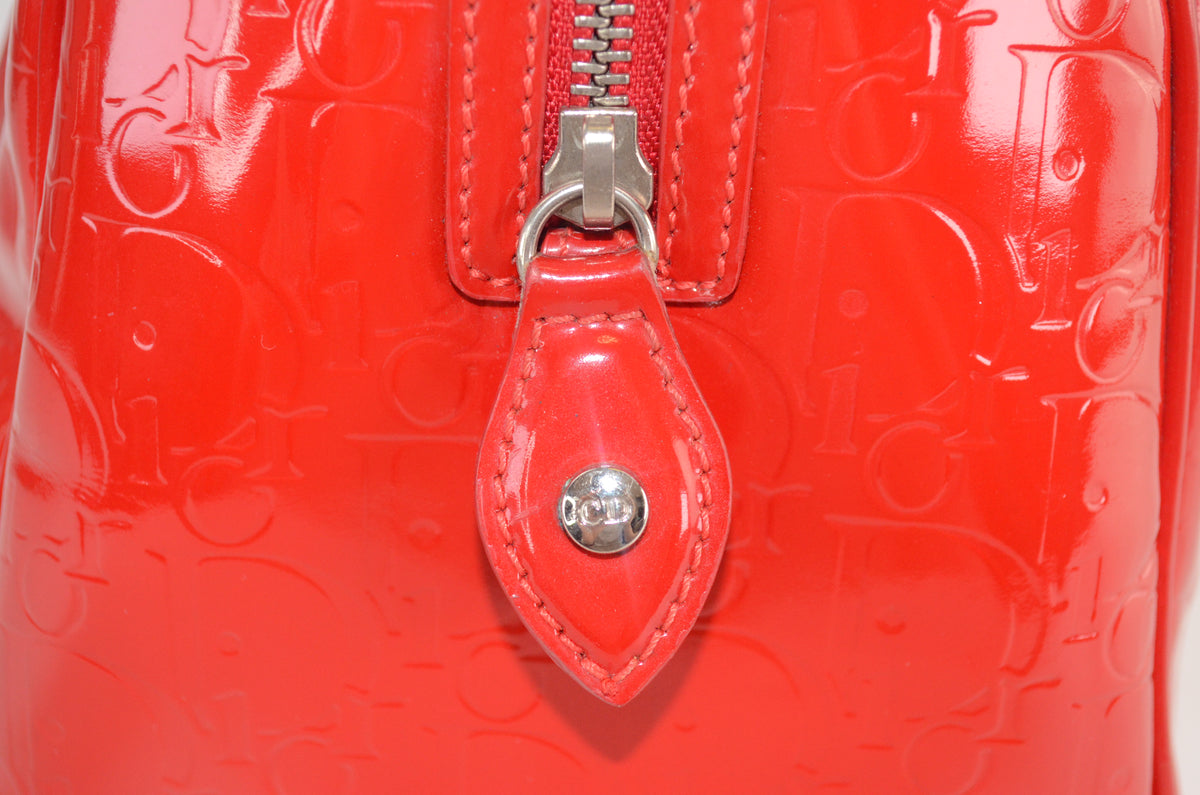 Dior Trotter Boston Bag Lackleder Rot