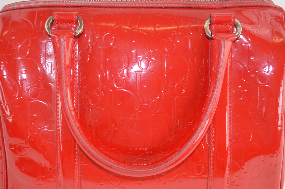 Dior Trotter Boston Bag Lackleder Rot