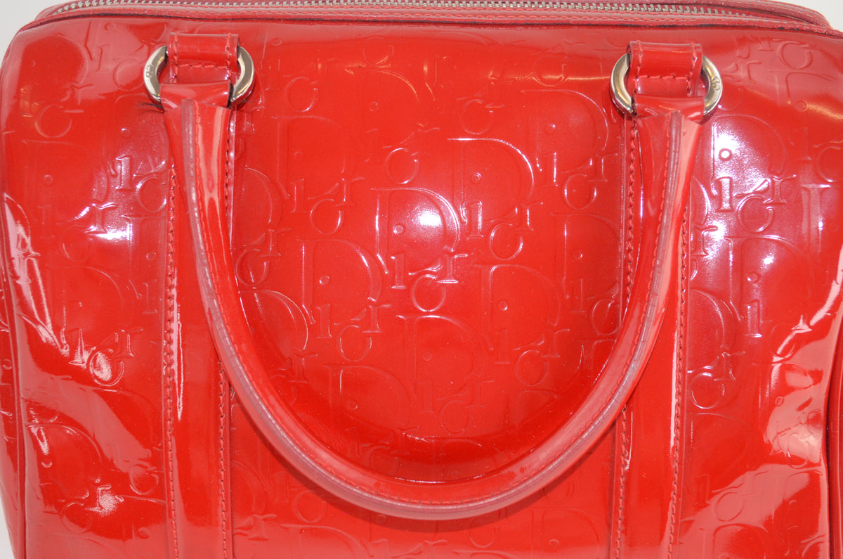 Dior Trotter Boston Bag Lackleder Rot