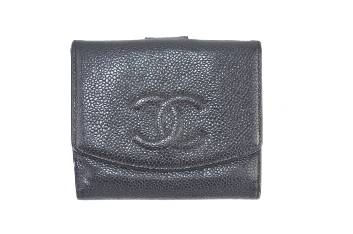 Chanel Caviar CC Flap Coin Purse Schwarz