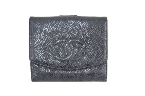 Chanel Caviar CC Flap Coin Purse Schwarz