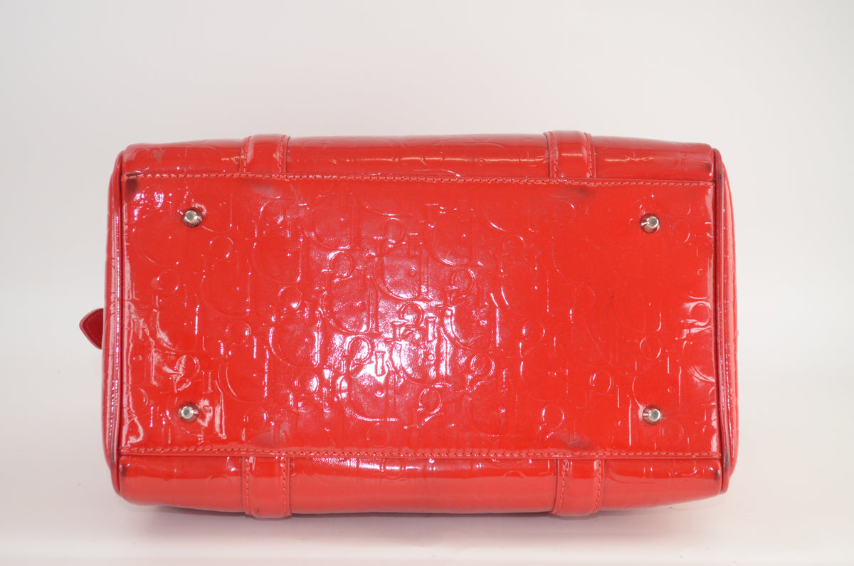 Dior Trotter Boston Bag Lackleder Rot