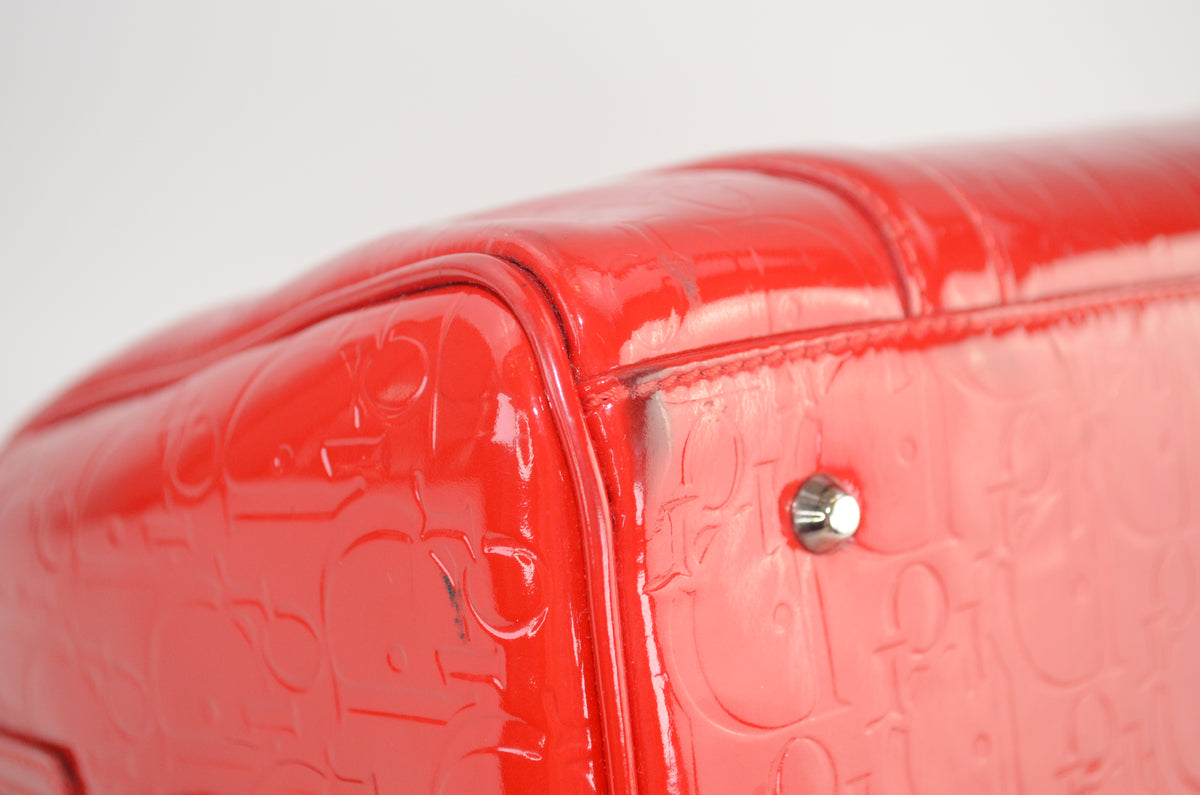Dior Trotter Boston Bag Lackleder Rot