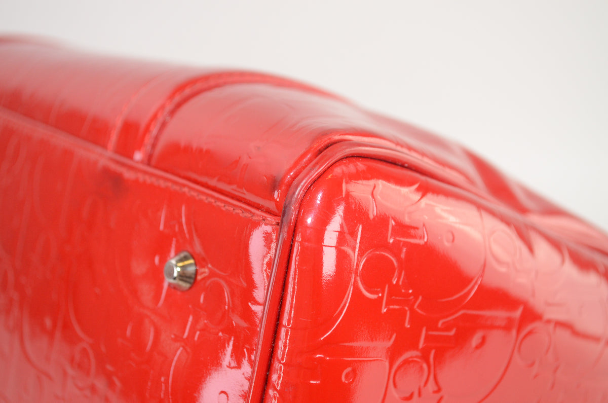 Dior Trotter Boston Bag Lackleder Rot