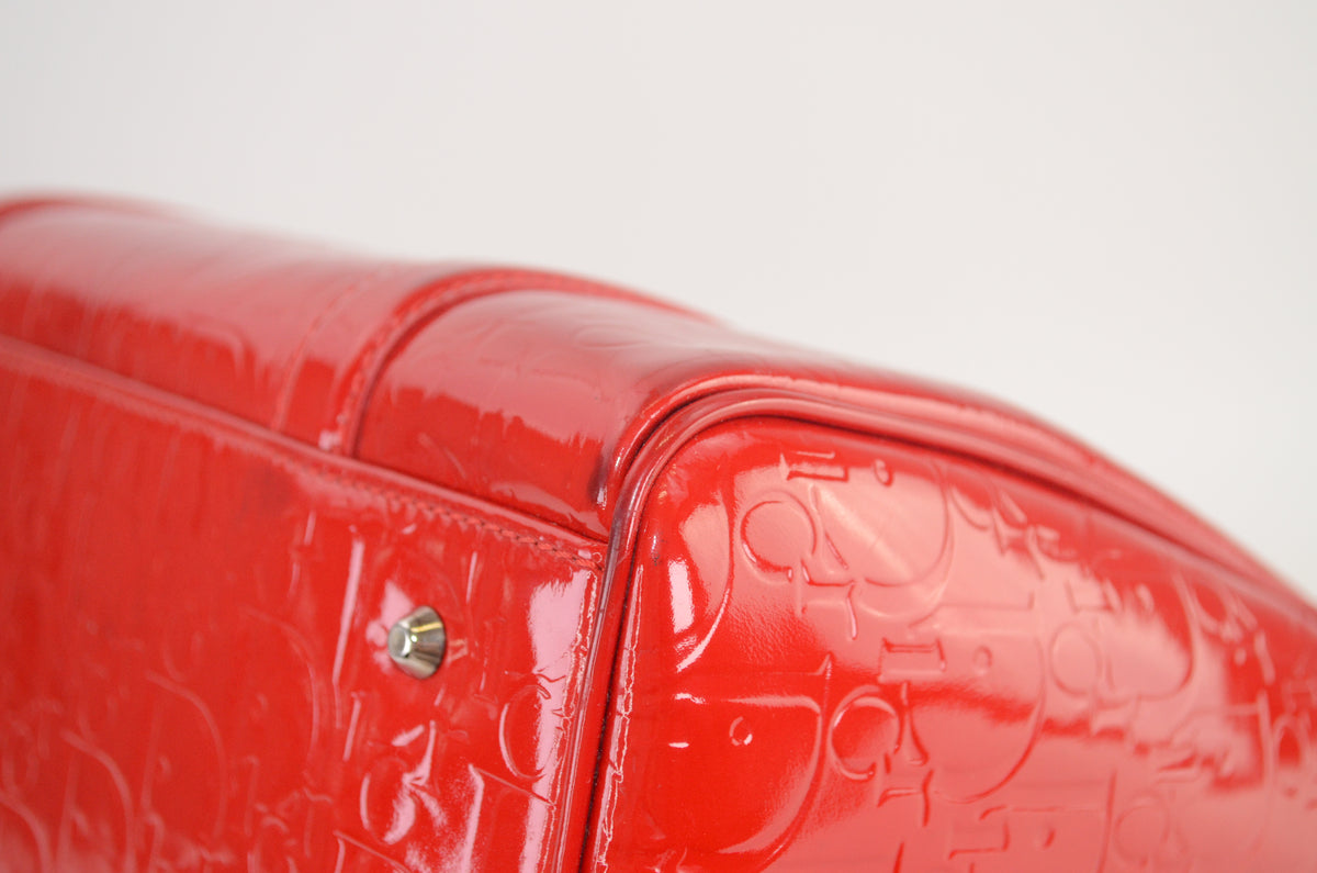 Dior Trotter Boston Bag Lackleder Rot