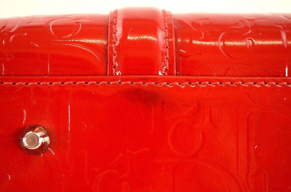 Dior Trotter Boston Bag Lackleder Rot