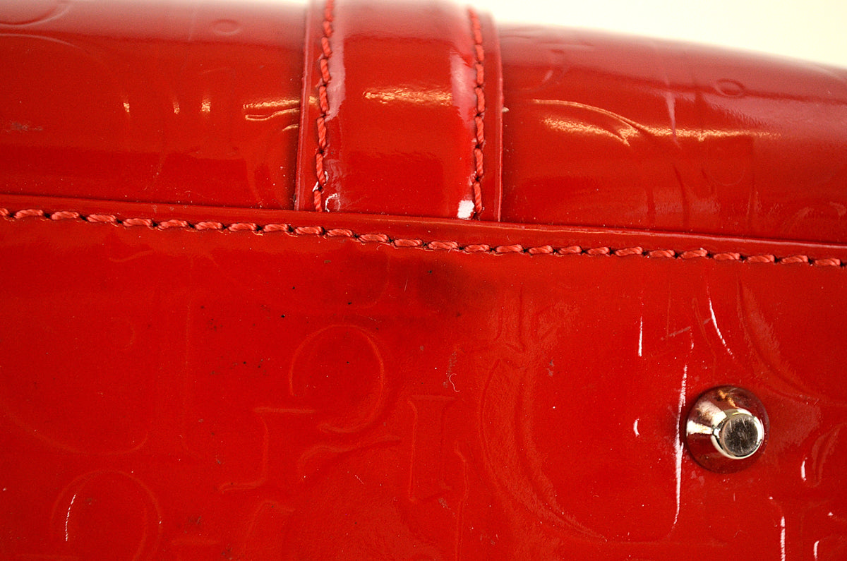 Dior Trotter Boston Bag Lackleder Rot