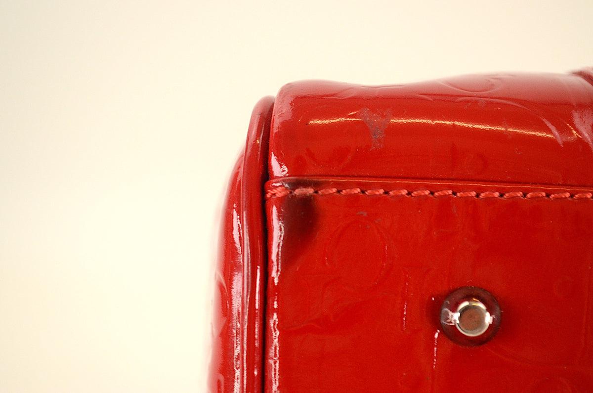 Dior Trotter Boston Bag Lackleder Rot