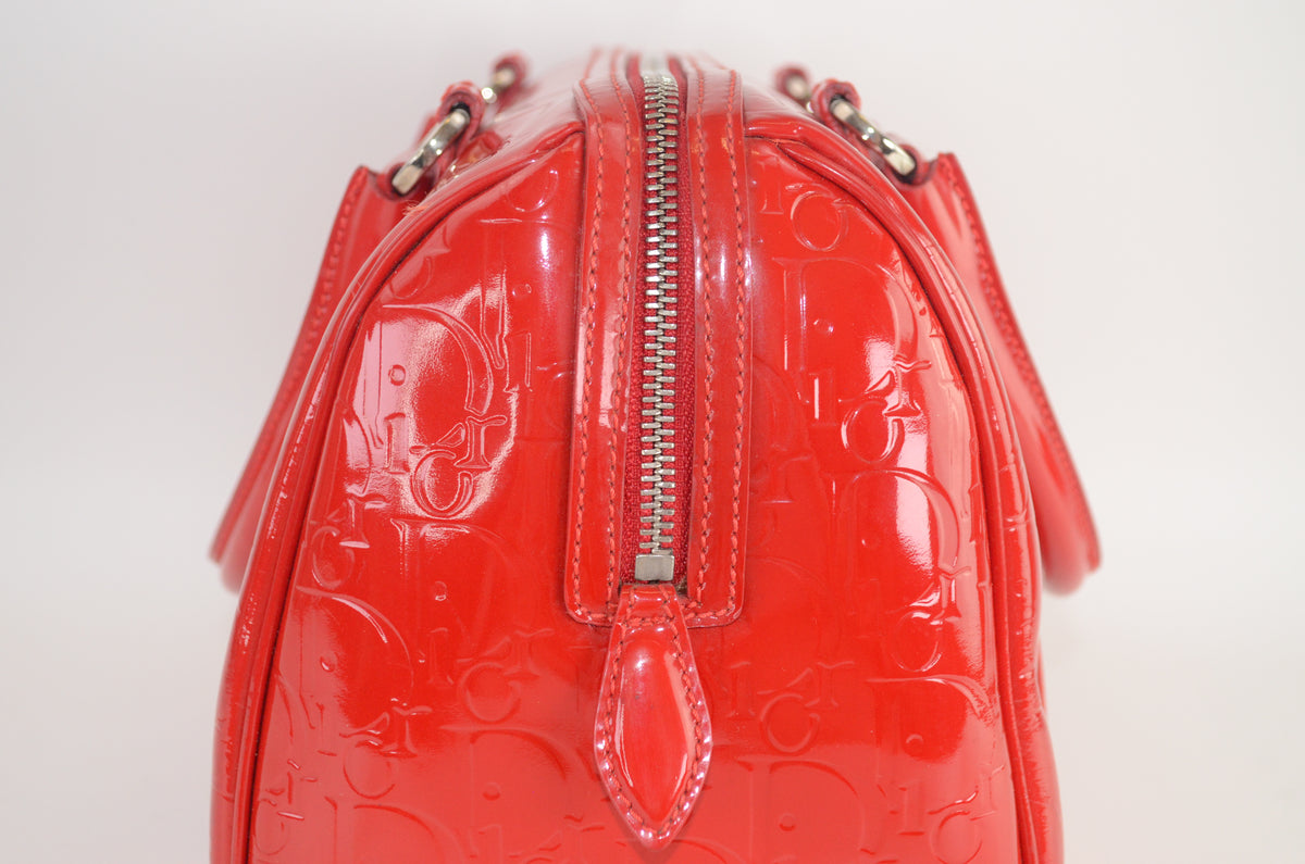 Dior Trotter Boston Bag Lackleder Rot