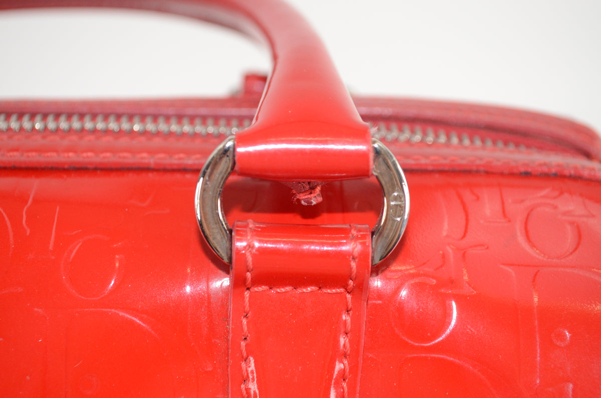 Dior Trotter Boston Bag Lackleder Rot