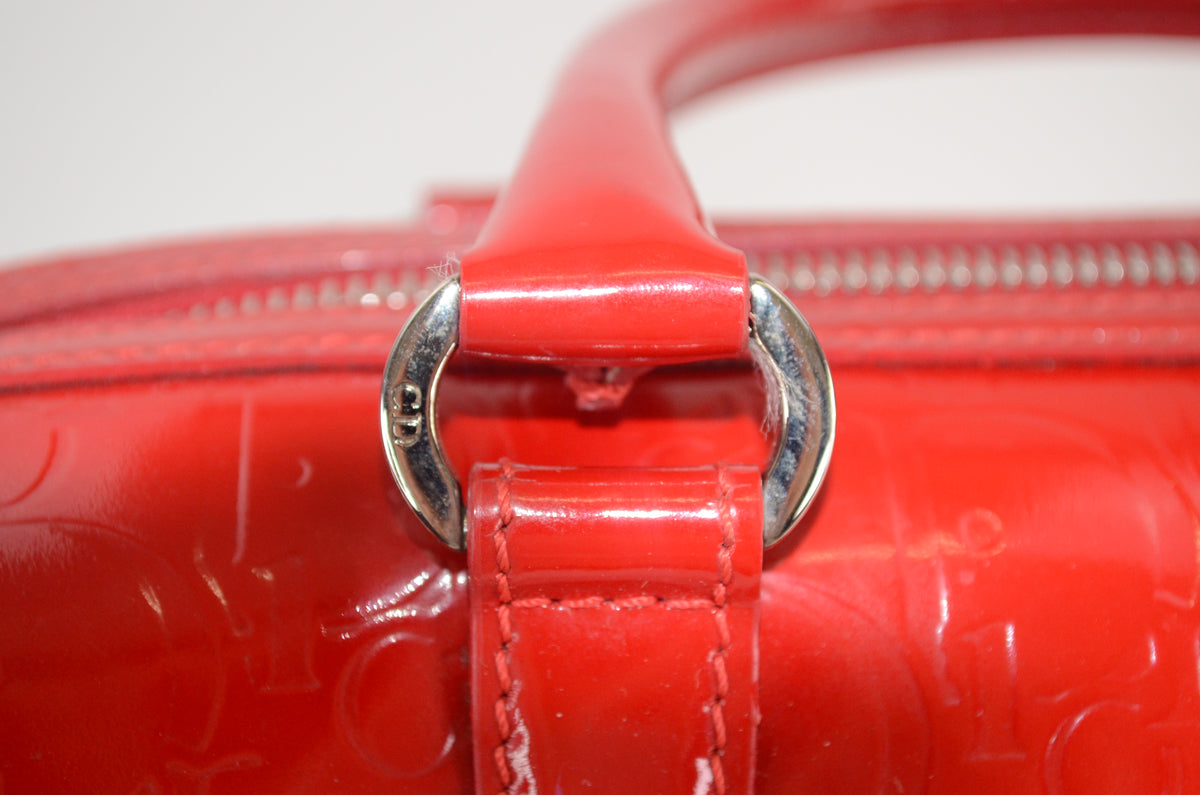 Dior Trotter Boston Bag Lackleder Rot