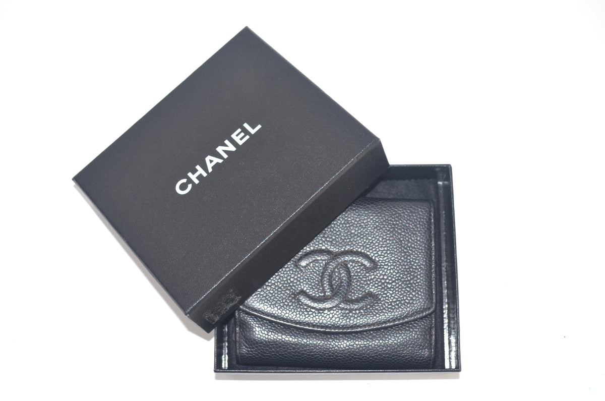 Chanel Caviar CC Flap Coin Purse Schwarz