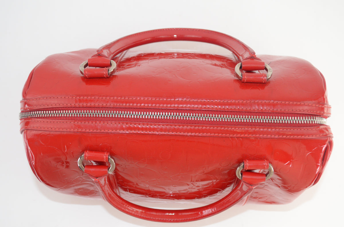 Dior Trotter Boston Bag Lackleder Rot