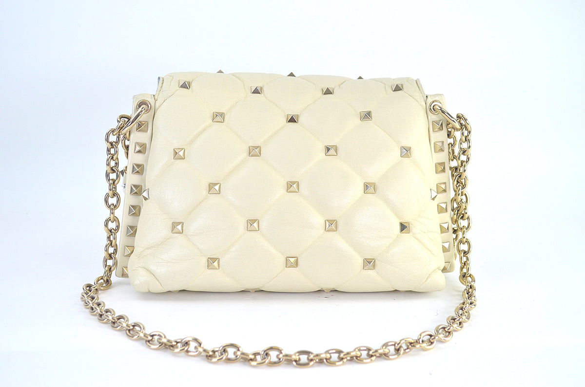 Valentino Garavani Rockstud Spike Shoulder Bag Light Ivory