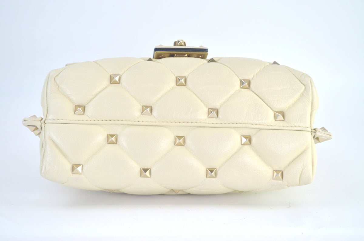 Valentino Garavani Rockstud Spike Shoulder Bag Light Ivory