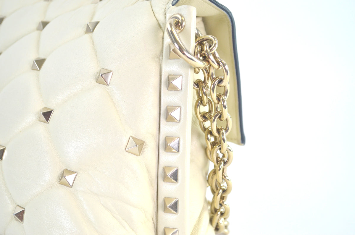 Valentino Garavani Rockstud Spike Shoulder Bag Light Ivory