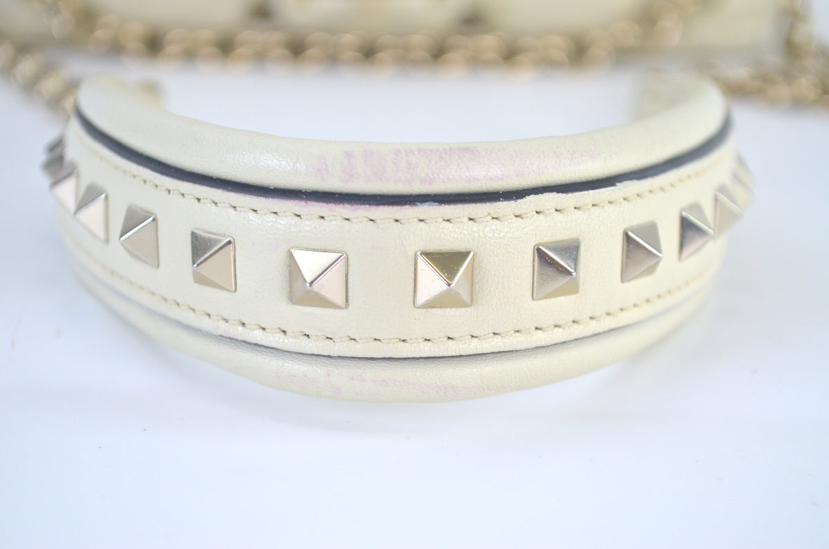 Valentino Garavani Rockstud Spike Shoulder Bag Light Ivory