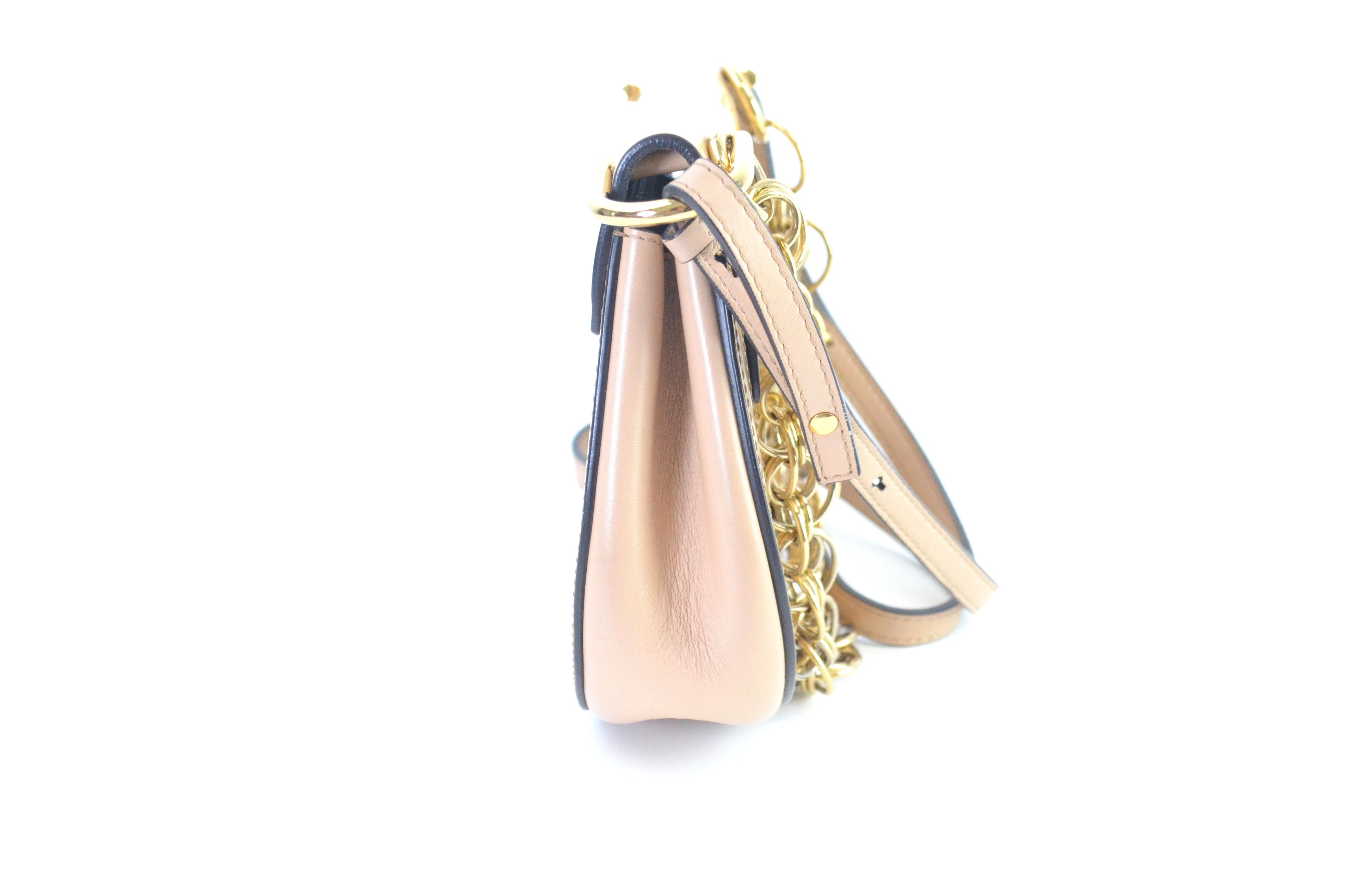 Chloé Drew Bijou Schultertasche Leder Beige