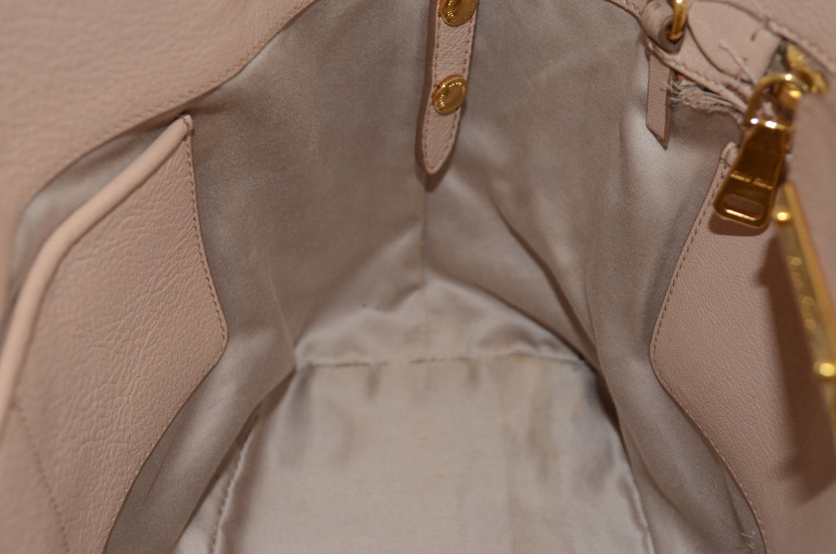 Miu Miu Madras Pushlock Tote Handtasche Leder Beige