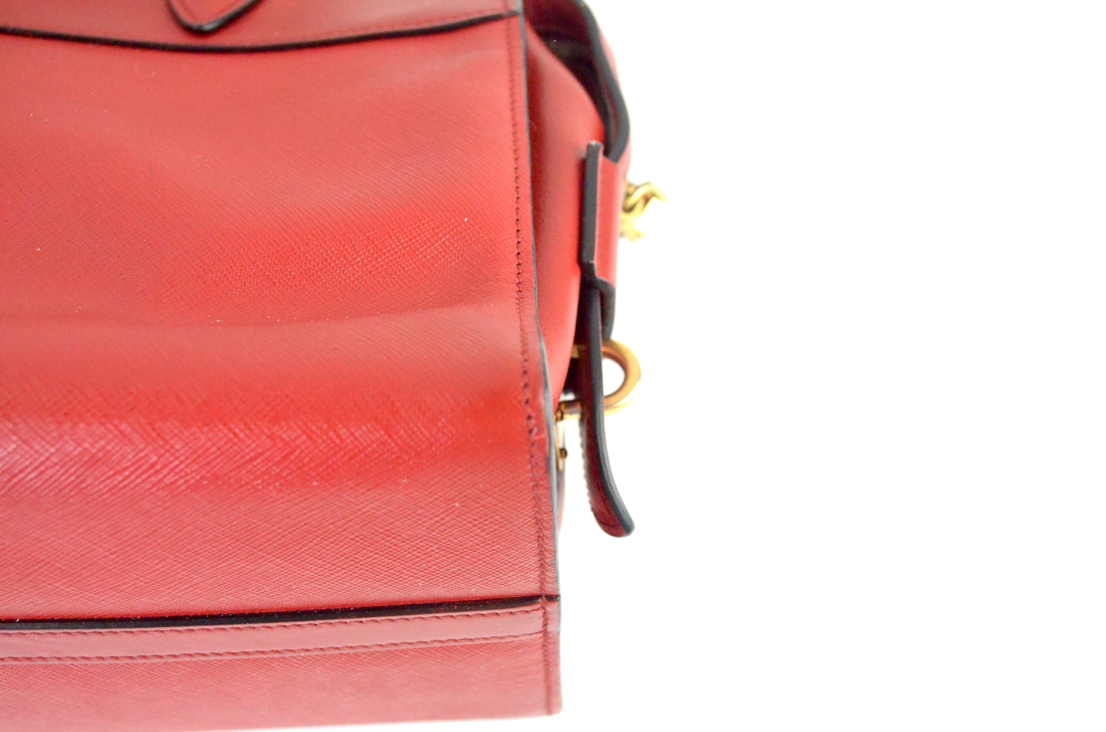 Prada Esplanade Handtasche Saffiano & City Calf Leder Rot