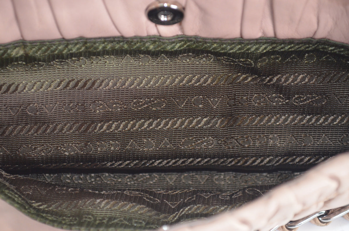 Prada Nappa Gaufre Small Chain Flap Bag Beige