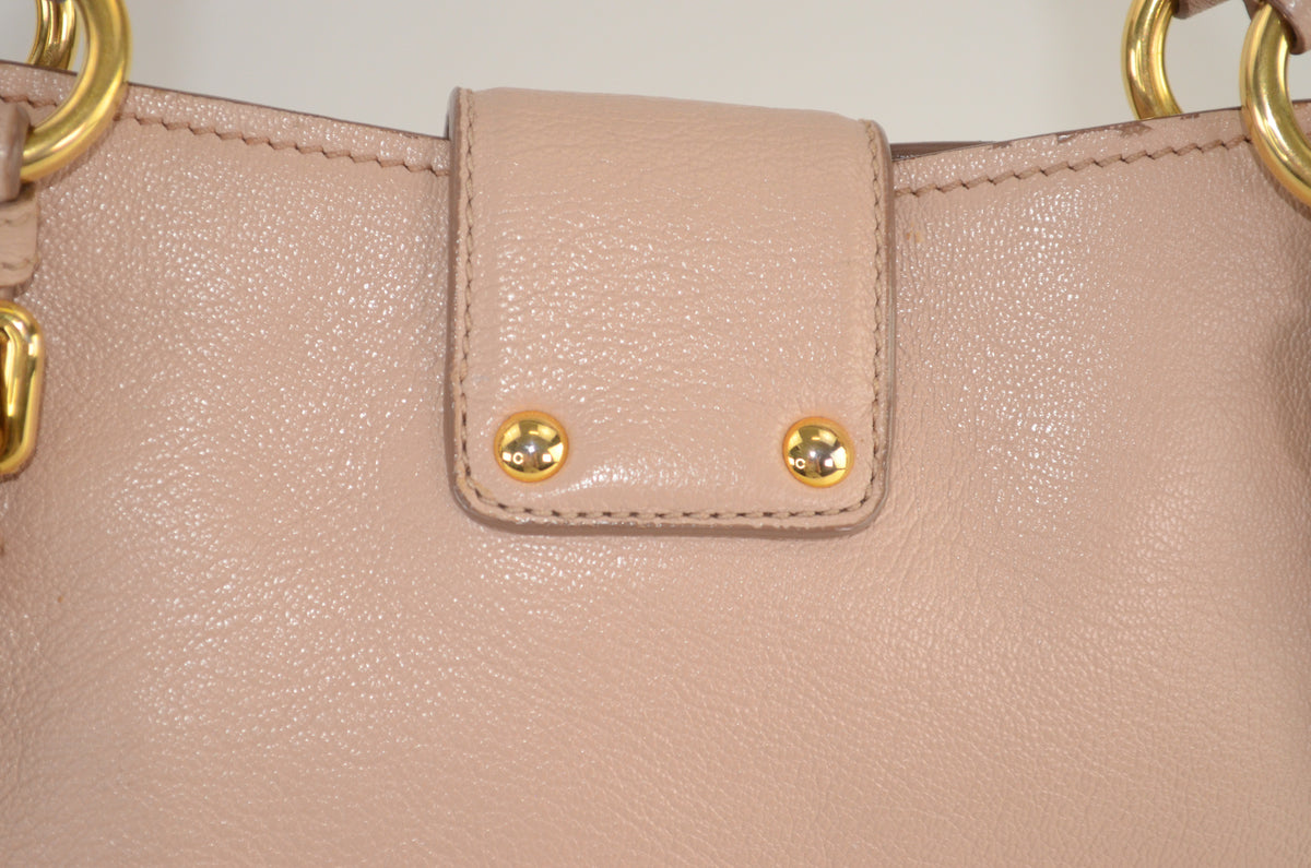 Miu Miu Madras Pushlock Tote Handtasche Leder Beige