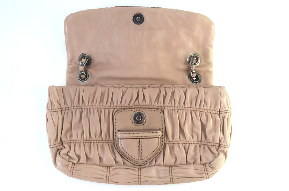 Prada Nappa Gaufre Small Chain Flap Bag Beige