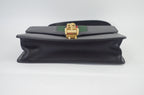 Gucci Sylvie Schultertasche Leder Schwarz mit Webstreifen