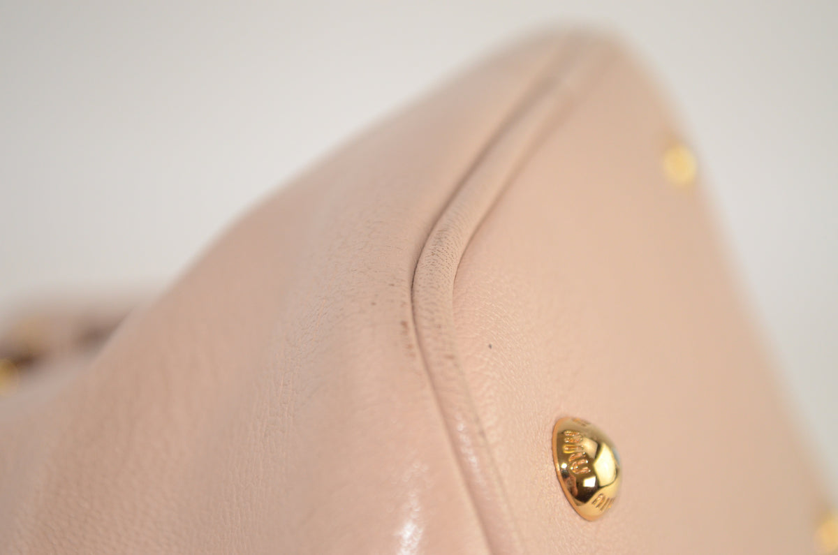 Miu Miu Madras Pushlock Tote Handtasche Leder Beige