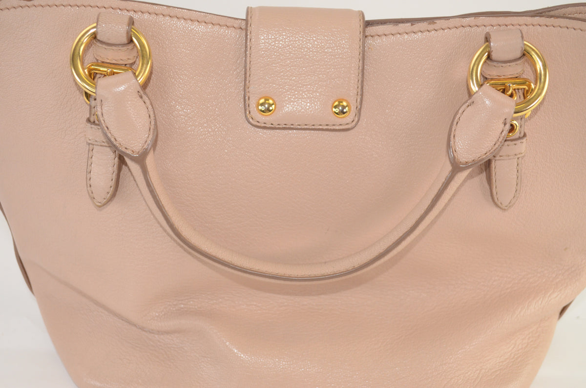 Miu Miu Madras Pushlock Tote Handtasche Leder Beige