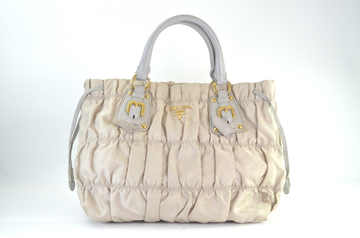 Prada Tessuto Gaufre Tote Nylon Beige