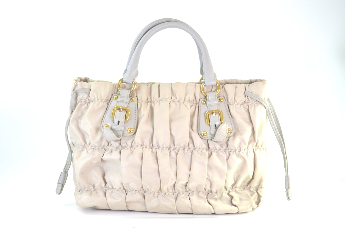 Prada Tessuto Gaufre Tote Nylon Beige