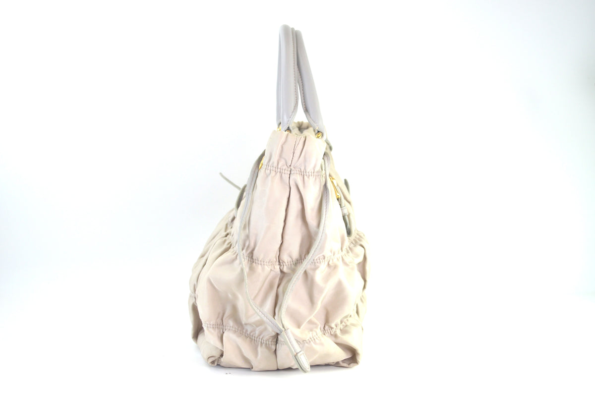 Prada Tessuto Gaufre Tote Nylon Beige