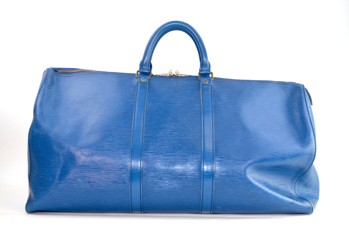 Louis Vuitton Keepall Reisetasche Epi Leder Blau Vintage